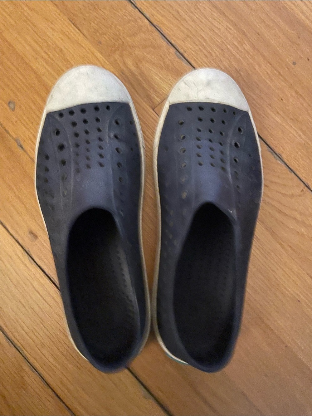 Boys Native Casual Slip-On Perforated Water-Resistant Shoes in Navy and White